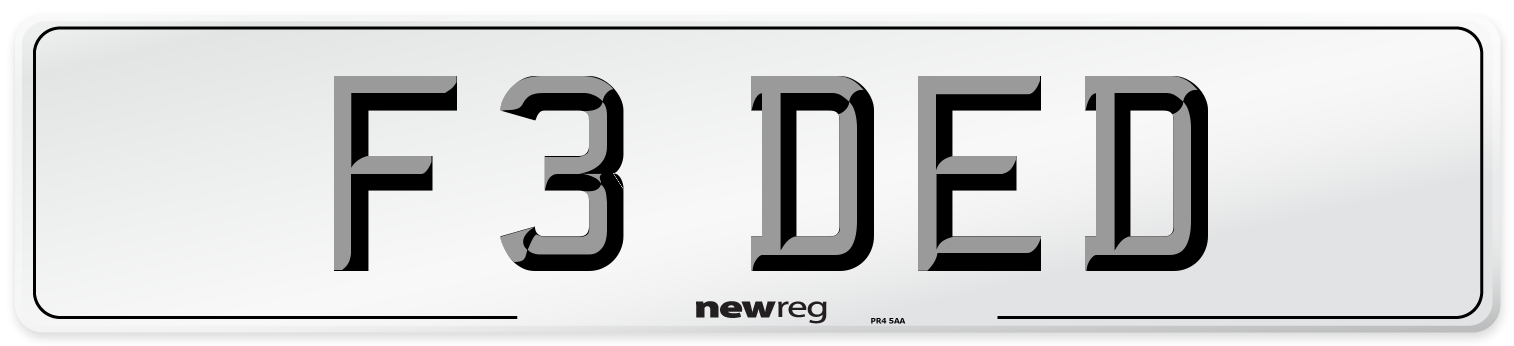 F3 DED Number Plate from New Reg